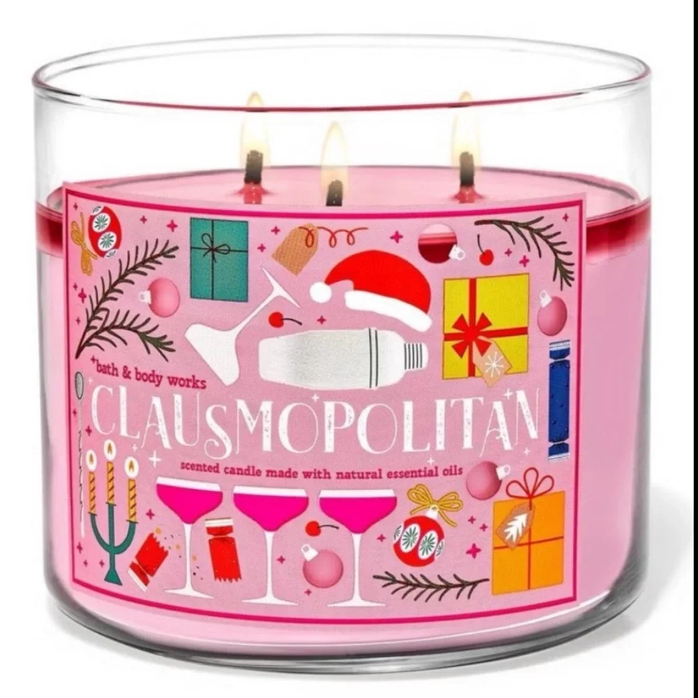Bath & Body Works Clausmopolitan 3 Wick Candle With Decorative Lid